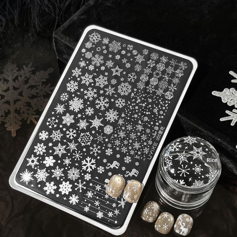 New Year Winter Nail Stamping Plates Snowflakes Elk Nail Art Stamping Plate Vintage Mandala Floral Nails Stencil Diy Wedding Man