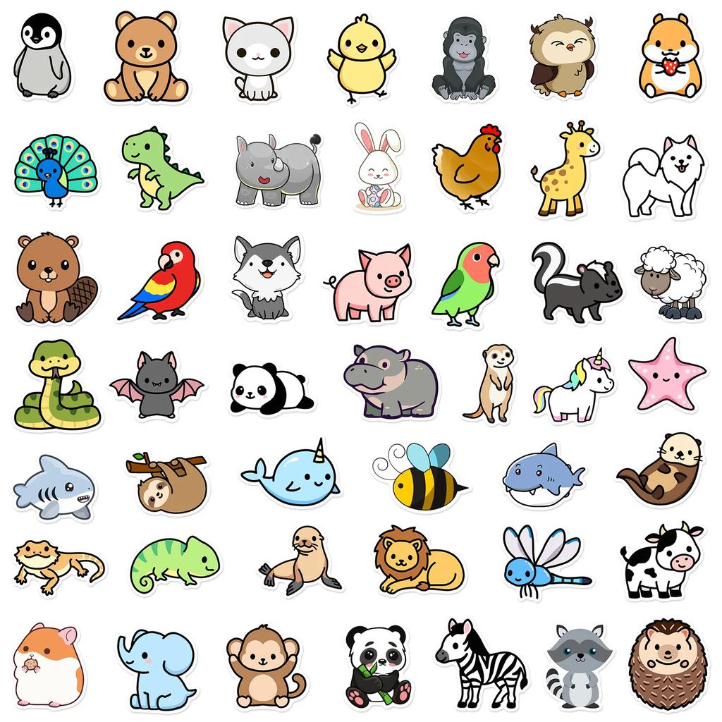 100PCS Cute Mix Animals Graffiti Stickers DIY Laptop Phone Guitar Notebook Suitcase Cup Waterproof Cartoon Sticker Kids Toy
