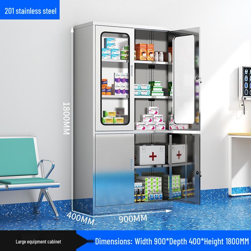 304 Stainless Steel Medical & Filing Cabinet with Locker