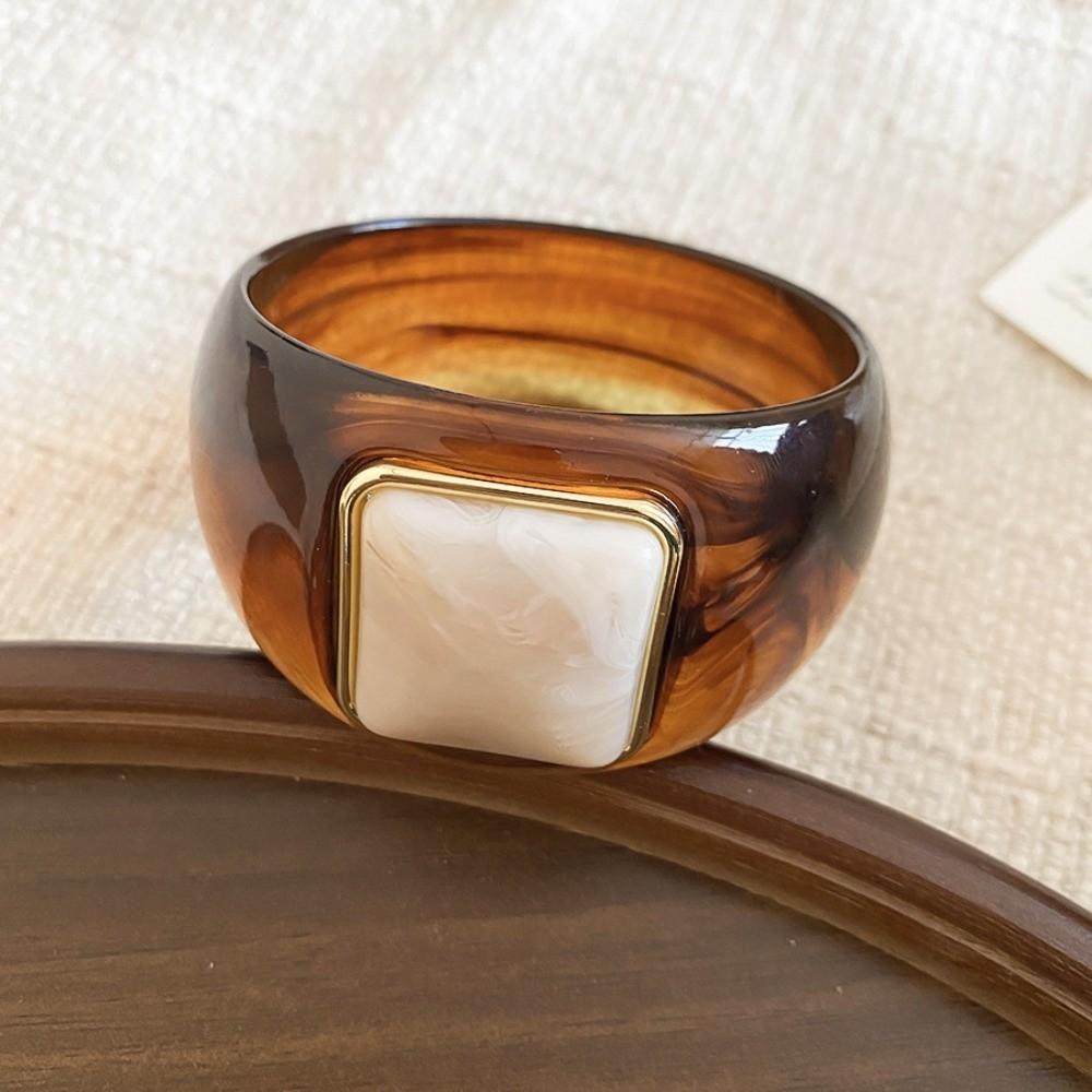 Europe American Style Irregular Wide Bracelet Smudging Retro Hand Ring Simple Acrylic Bangle Gift