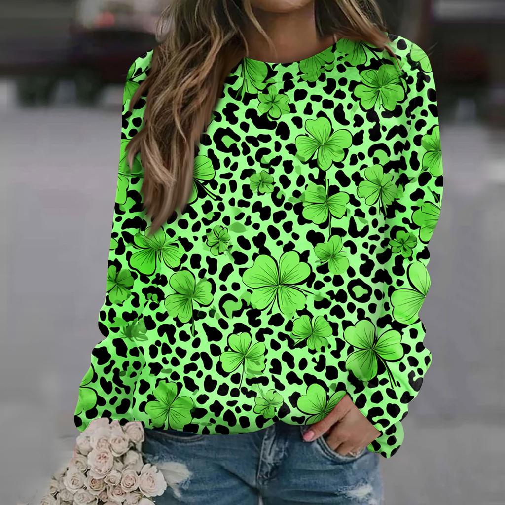 Women's Fashion Casual Long Sleeve Printed Neck Sweatshirt Top