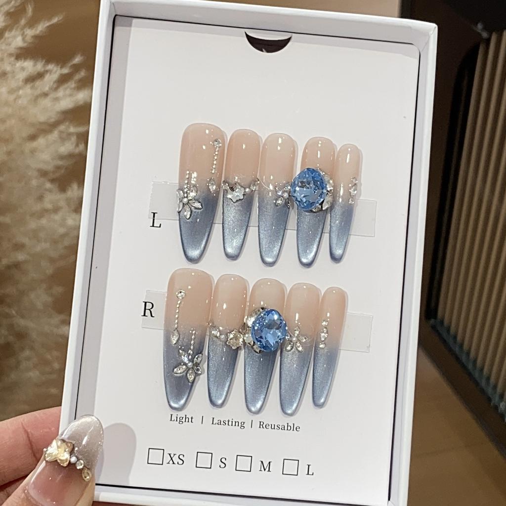 Nude Color Gradient Side Light Cat Eye Swan Blue Diamond Horse Eye Shape Flower Fallen Elves Wear Armor