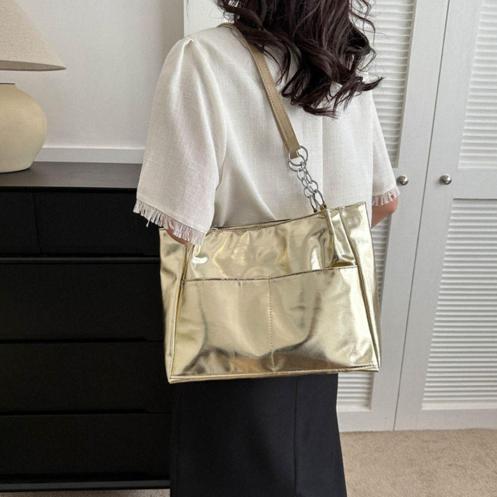 Multi-position Simple Shoulder Bag Zipper Women Handbag Casual PU Leather Tote Bag Shopping