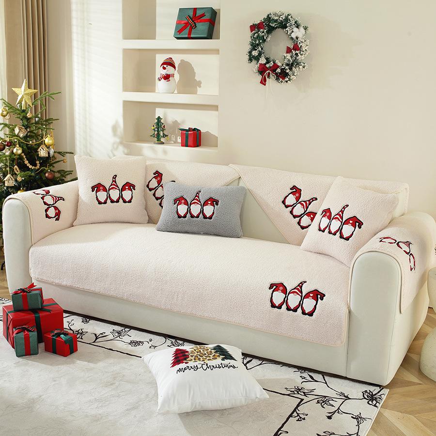 

Рождественская подушка для дивана из овечьей шерсти, зимняя противоскользящая утолщенная флисовая подушка для дивана, чехол для подушки, полотенце 70*70cm