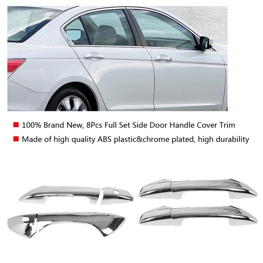 8Pcs Silver Chrome Car Exterior Accessories Side Door Handle Cover Trim Replacement for Honda Accord 2008 2009 2010 2011