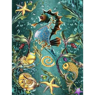 Diamond Painting Animal Seahorse Full Round Diamond Embroidery Marine Life Pictures of Rhinestones
