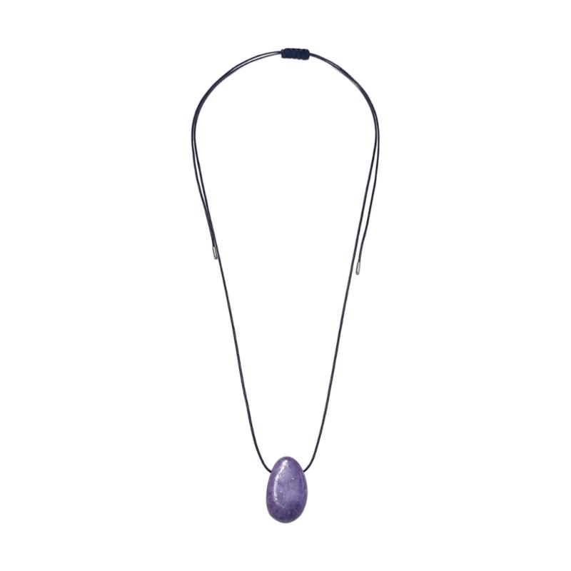 Handmade Irregular Stone Necklace with Adjustable Rope Cord Black Rope Sweater Chain for Daily Wear Comfortable Fit