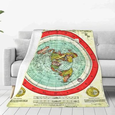 Weiche, strapazierfähige Decke Camping Gleason 1892 Flat Earth Map Überwurfdecke Natur-Flanell-Tagesdecke Schlafzimmer Grafik-Sofabettbezug