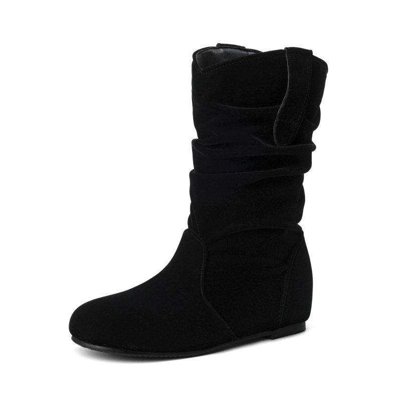 Girls Mid-Calf Boots Women Flat Shoes Spring Autumn Women High Boots Long Western Cowboy Boots Women Footwear Large Size 30-43