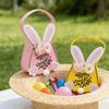 Påsktygkasse med handtag Återanvändbar påskhare-presentkasse med kaninöron och blommor för barn Påskfestgåvor