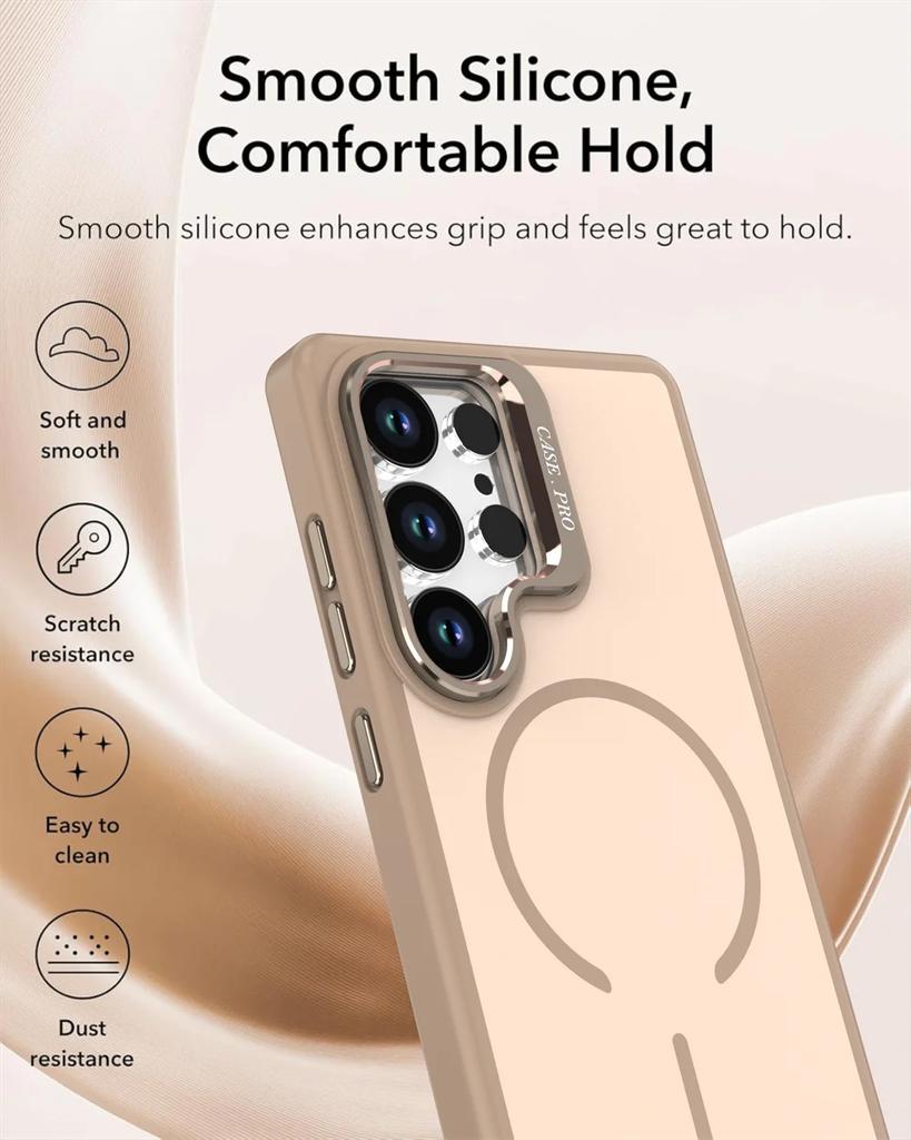 For Magsafe Magnetic Metal Stand Case For Samsung S26 S25 S24 Ultra Plus S25FE S24FE A37 A56 A36 A26 A16 Liquid Silicone Cover