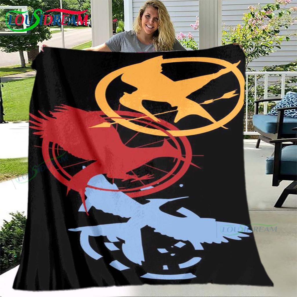 Hot Fashion The Hunger Games Pattern Blanket Flannel Thin Blanket Portable Home Travel Office Lunch Break Blanket Birthday Gift