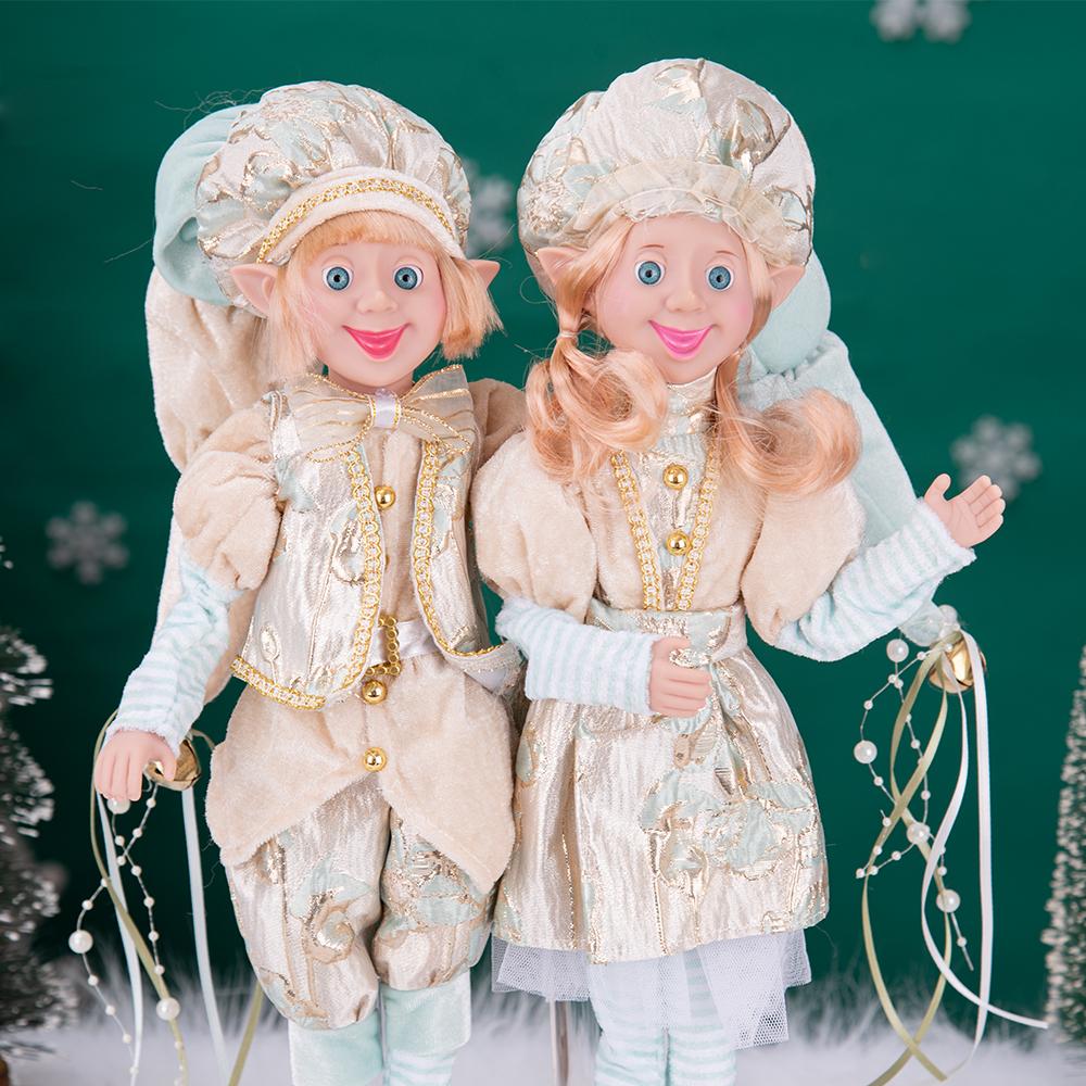 Macaron-colored Christmas Elf Couple Plush Ornament