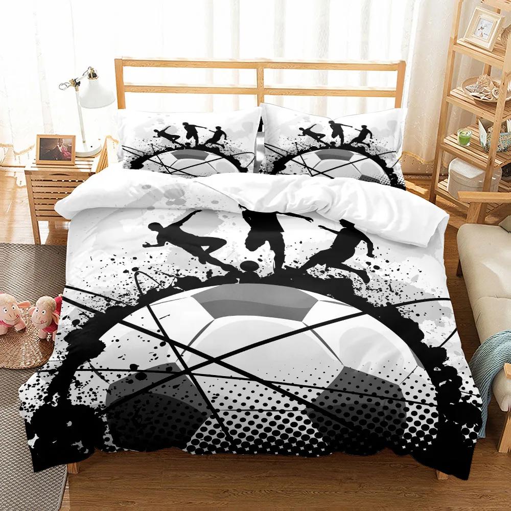 Pełen pasji Zestaw Poszwy na Kołdrę Piłka Nożna King Queen Double Full Twin Single Size Chłopięcy Zestaw Pościeli
