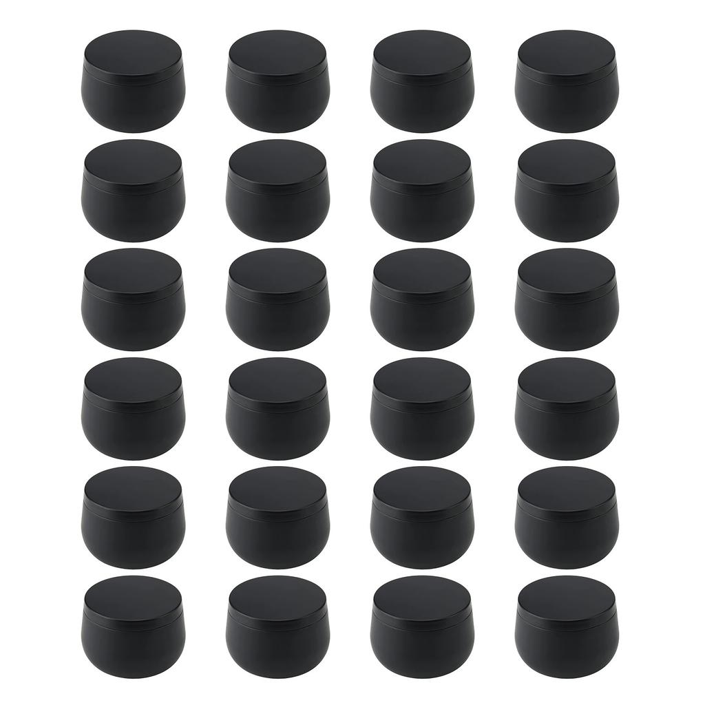 Set of 24 Black Tins Candle Holders with Lids Empty Candle Making Containers Box for DIY Projects and Small Item Storage