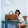 Personalized Cowhide Leather Duffel Bag: Weekender Travel Bag