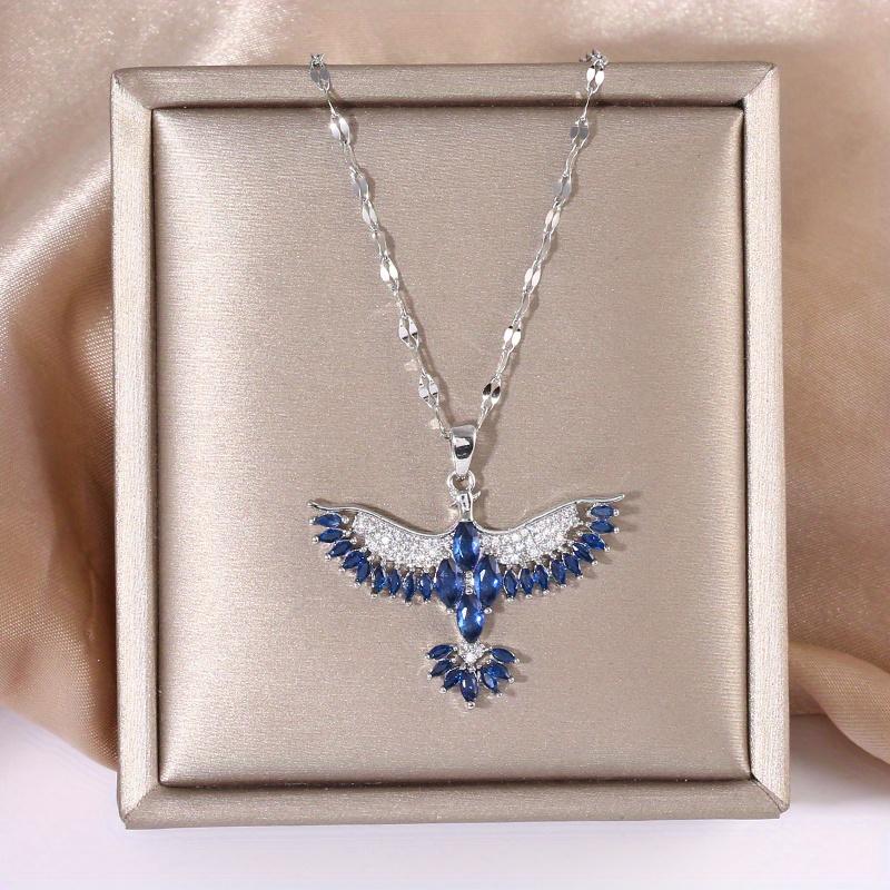 

[Copper Micropaved Zirconia] Blue Phoenix Wings Necklace Charming Valentine’s Day Gift Jewelry