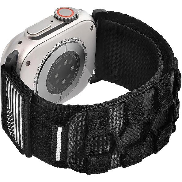 CAGOS Rugged Nylon Bands Compatible with Apple Watch Band 49mm 45mm 44mm 42mm 46mm Men, Breathable Nylon Strap Sport Loop Adjustable Wristbands for