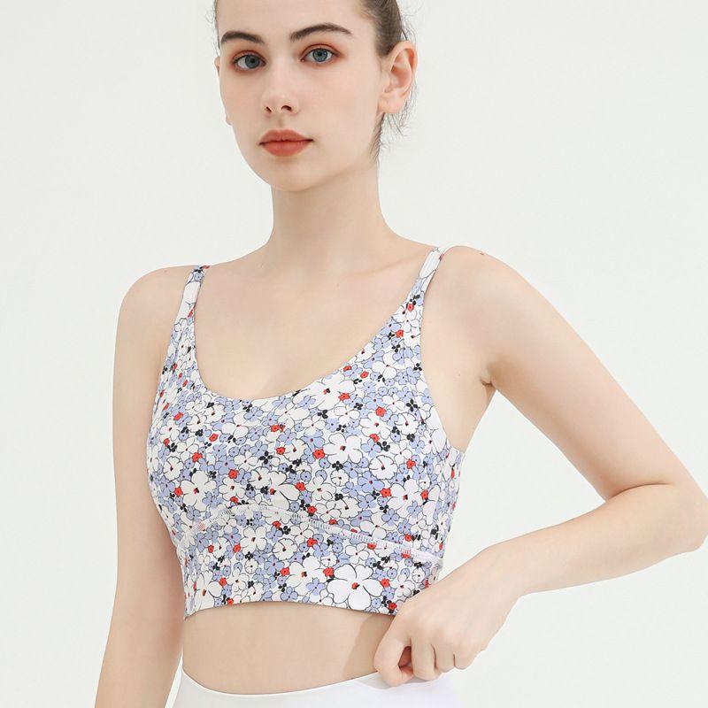 With Chest Pad Export Beauty Back High Elastic Quick-Drying Printing Yoga Straps Women's Wrapped Chest Bubble Wrap Running Sports Fitness Bra