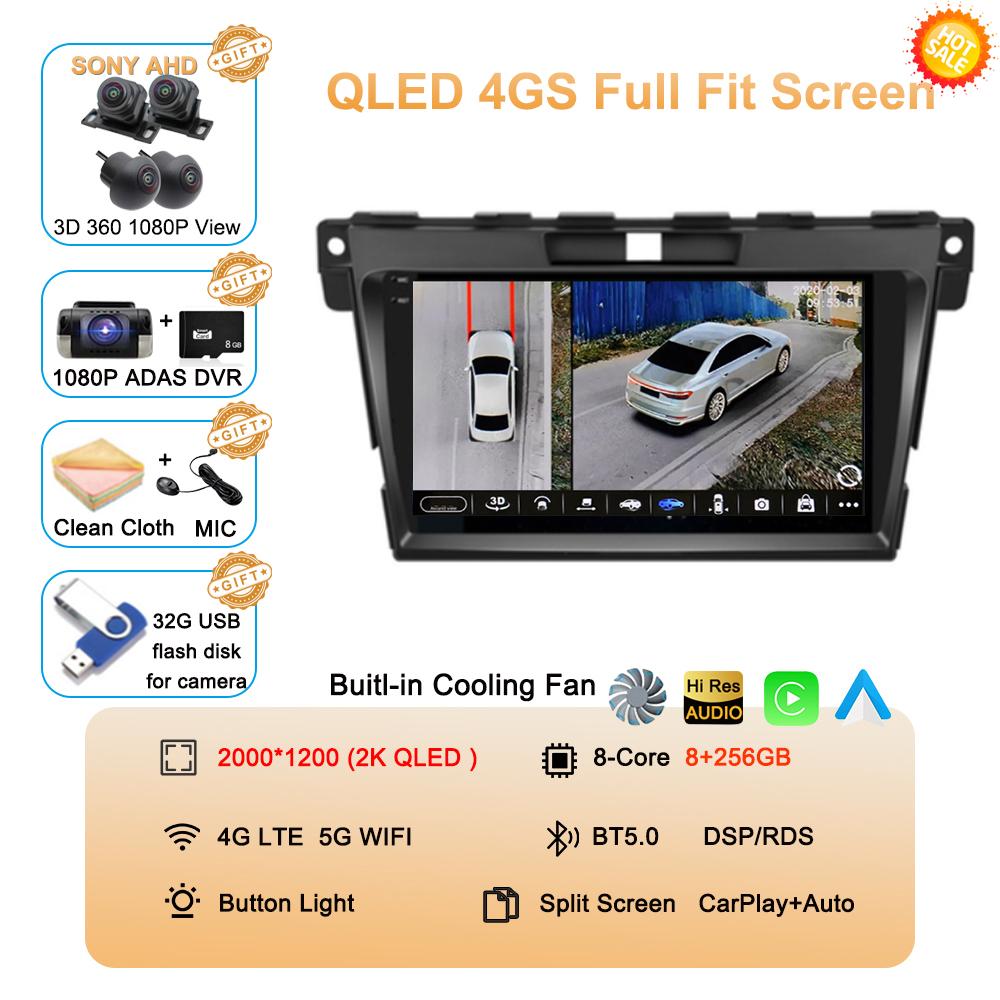 Android 14 DSP Car 2DIN GPS Navigation Radio Multimedia Video Player QLED For MAZDA CX-7 Cx7 Cx 7 2007 2008 2009 2010 2011-2014