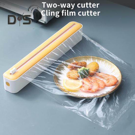 Frischhaltefolienspender mit Schiebeschneider, 2-in-1-Halter für Frischhaltefolie aus Alufolie für die Küche, innovativer Frischhaltefolienschneider und -spender für das Restaurant zu Hause