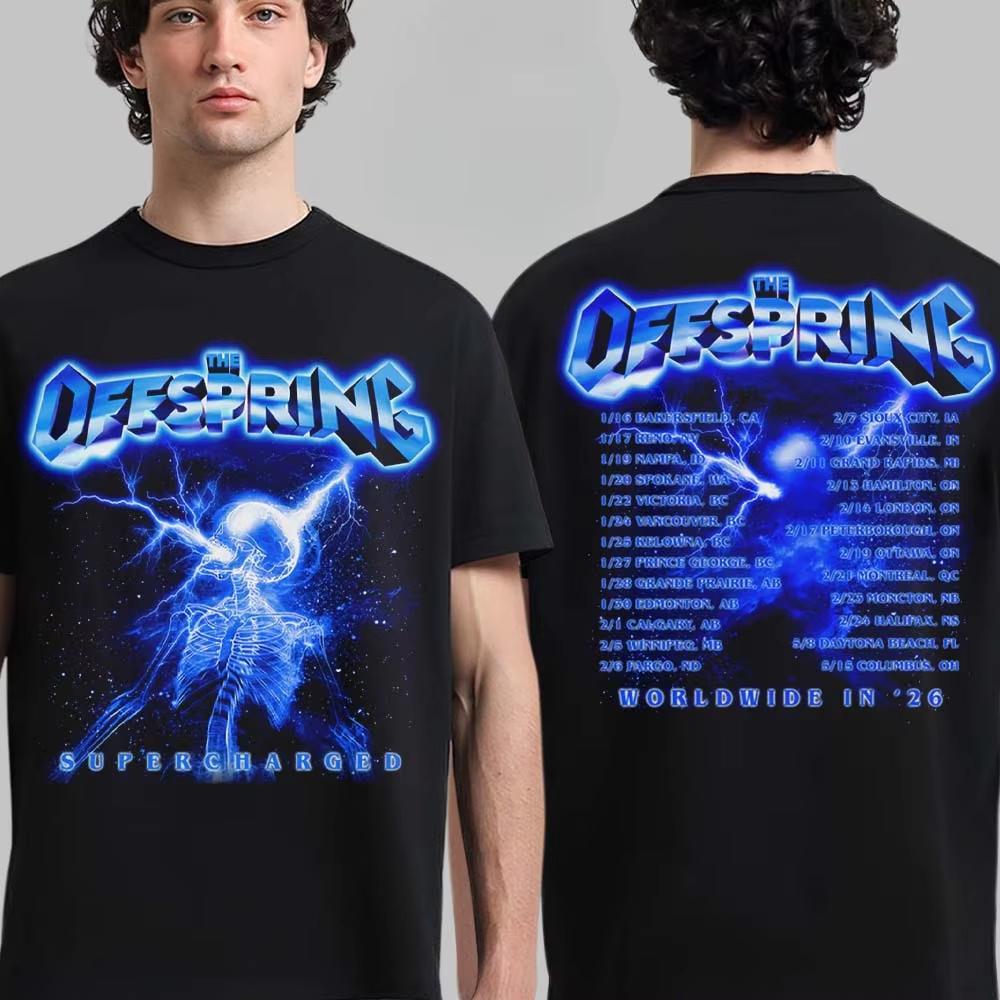 The Offspring Burning Bridge Skull Print Tee Classic Punk Rock Band Streetwear Casual Unisex Top For Fans