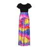 Women Fashion  Gradient Print Short  Sleeve Spaghetti Maxi Dress