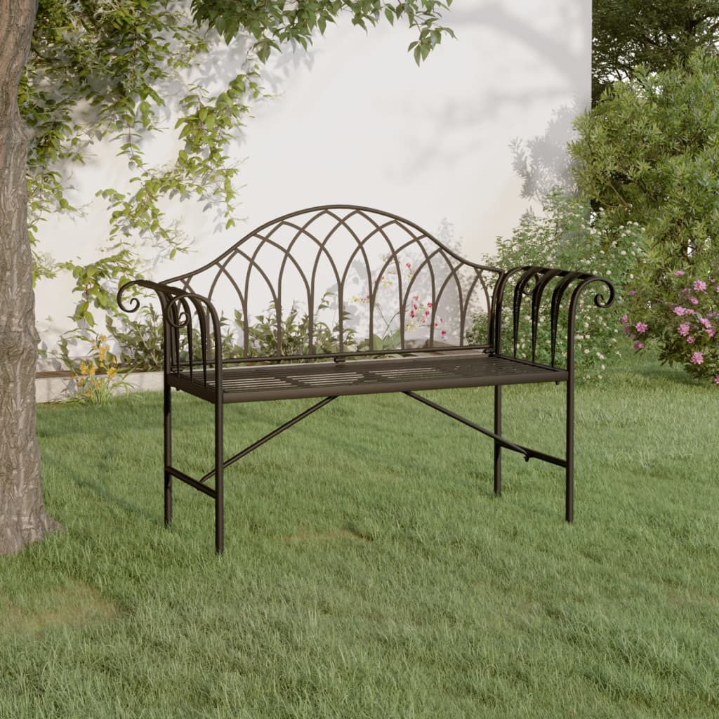 Vidaxl Garden Bench for 2 People, 128 Cm, Black, Steel