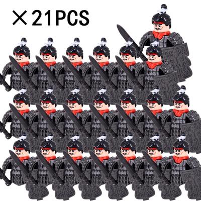 21PCS Mittelalterlichen Militärischen Soldaten Armee Figuren Rüstung Schutz Krieger Archer Ritter Bausteine ​​Ziegel spielzeug für kind geschenke