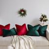 2pcs Luxury Green Red Christmas Pillow Covers 30x50cm 45x45cm Soft Solid Velvet Gift Cushion Case for Bedroom Car Holiday Red