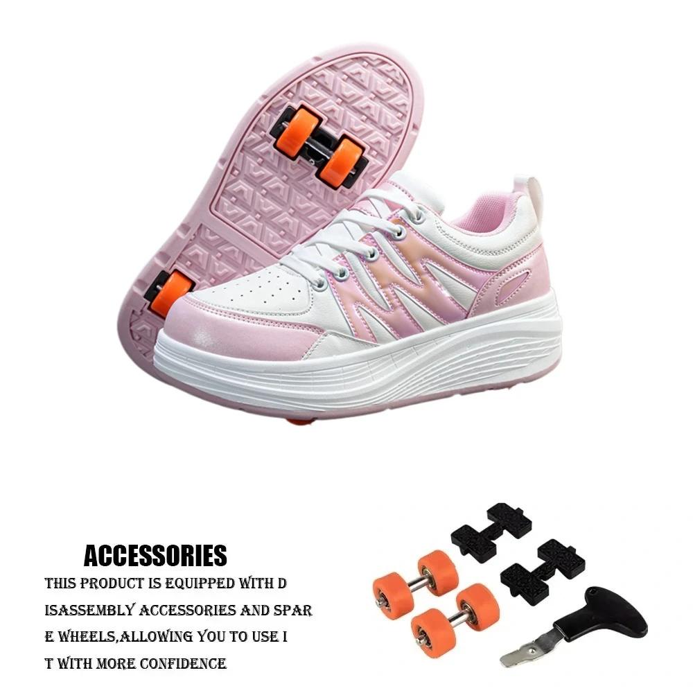LED Racing Roller Skating Women's Roller Skate Shoes with Wheels 4 Detachable Wheels Speed Skates for Girl Sneaker with Wheels