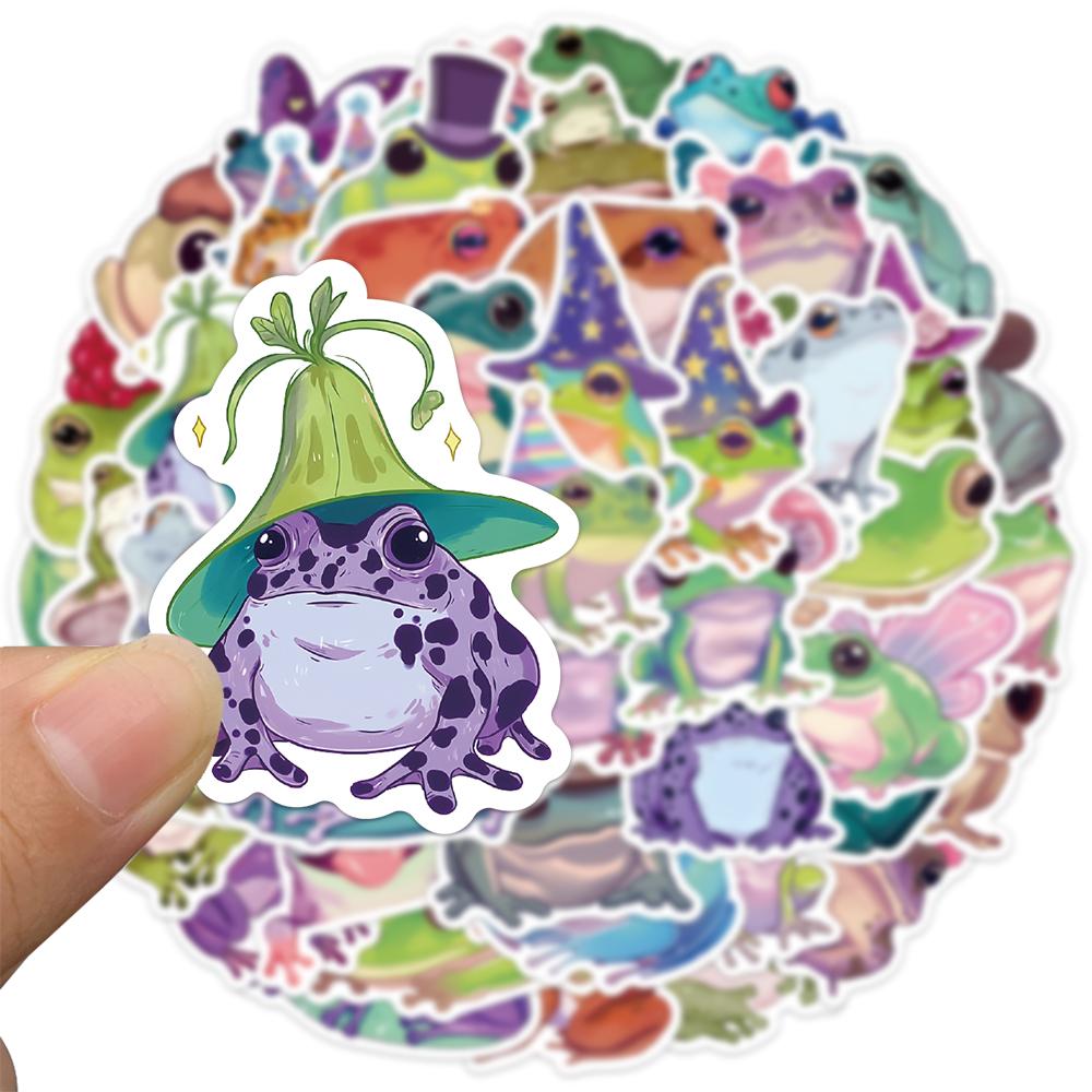 50PCS Cute Frog Stickers Exquisite Hand Account Materials Phone Cases Laptop Suitcases Water Cups Waterproof Stickers