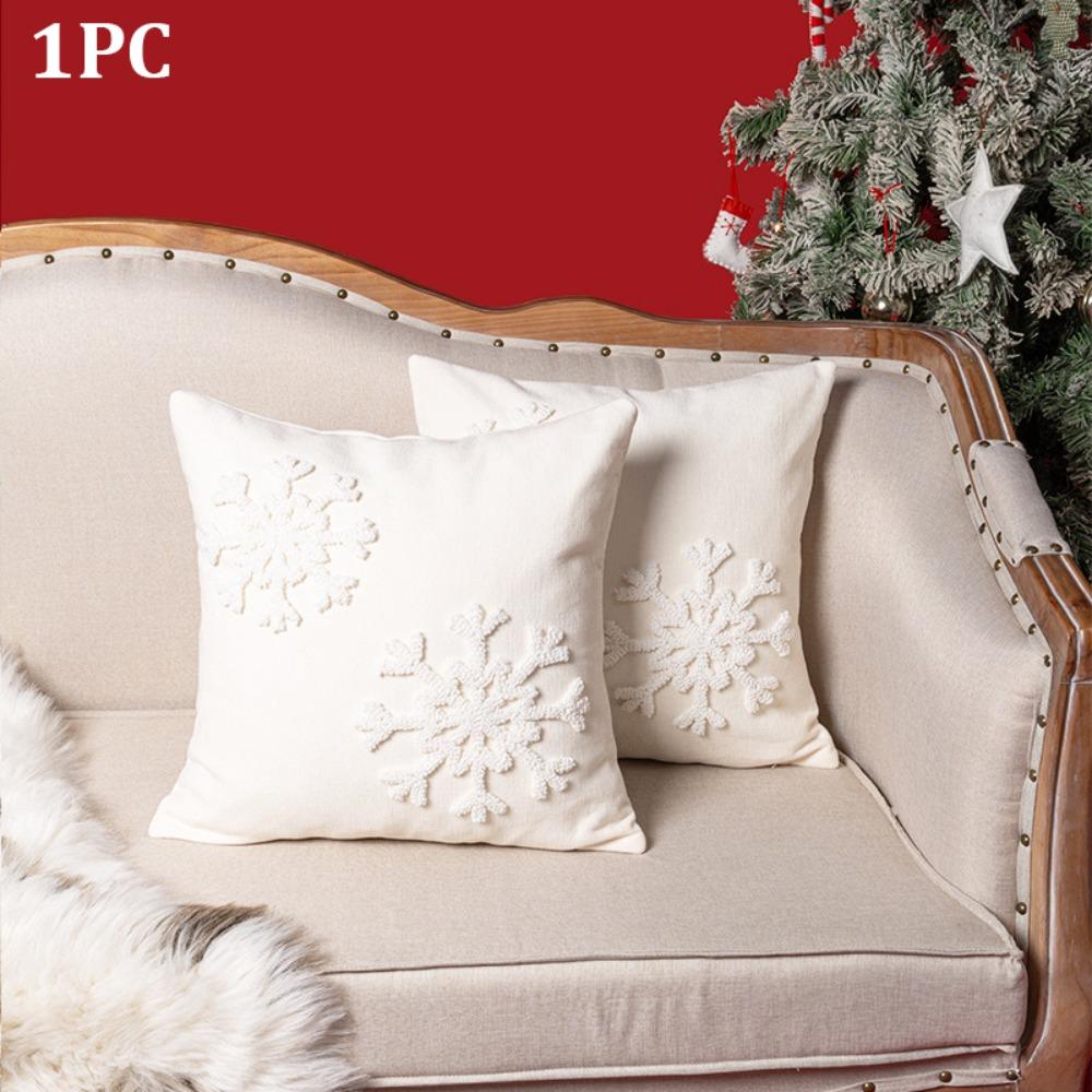 1PC 18 x 18 in Christmas Tree Pillow Cover with Hairball Comfortable Xmas Tree Pillowcase Soft Square Throw Pillow Cover