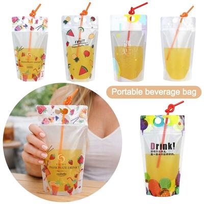 Bolsas para Bebidas de 450 ML con Pajita Contenedor de Jugo Bolsas Duraderas para Bebidas