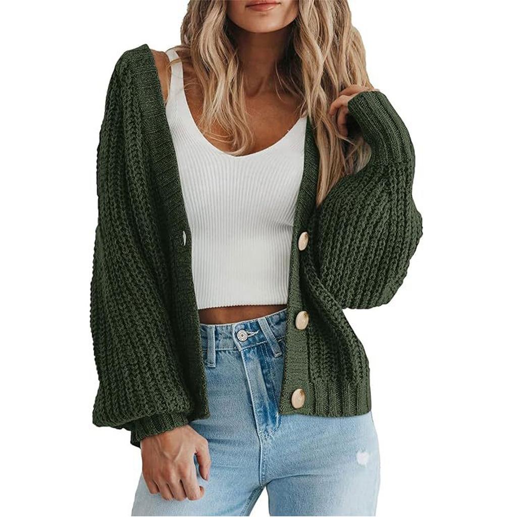 Women's Chunky Knit Cardigan Sweaters Trendy Casual Long Sleeve Open Front Button Down Knitted Outerwear Coats