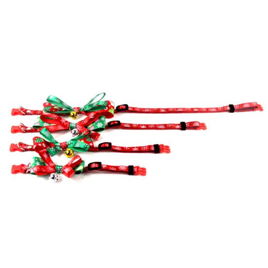 Christmas Cat Dog Collar Bow Tie Gift Adjustable Bell Neck Strap Pet Supplies