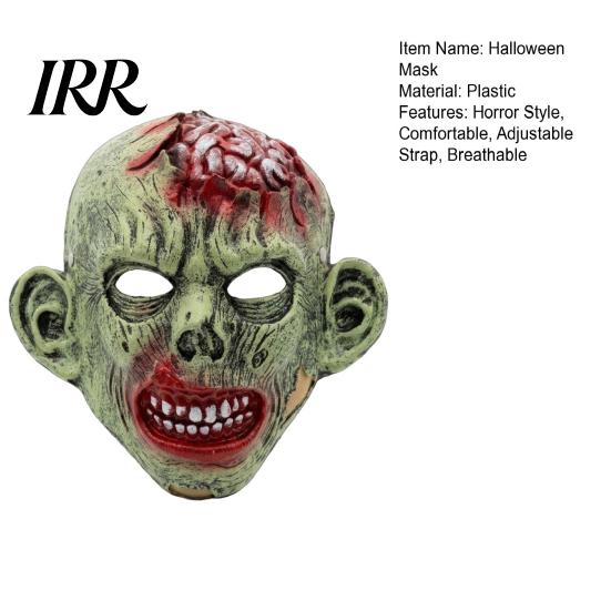 Flesh Texture Cosplay Mask Halloween Green Zombie Mask, Realistic Full Face with Simulated Accessory Damaged And Blood for Scary Party Props Masque