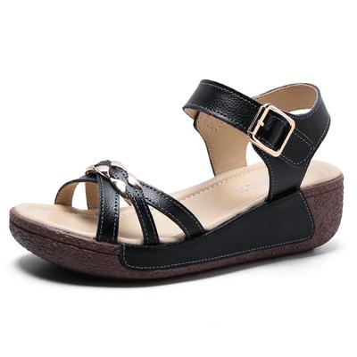Fashion Platform Sandals Woman Summer 2024 New Open Toe Plus Size 35-41 Medium Heel Casual Wedges Sandals for Beach Office Buckle Strap