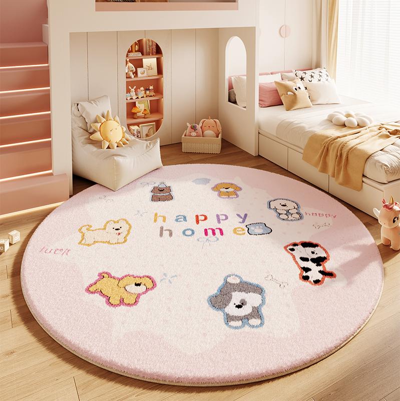 

Cartoon Soft Carpet Anti-slip Round Rug Plush Bedroom Decor Cute Floor Mat for Living Room Bedside 80x80CM