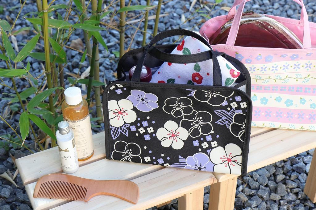 Spa Gorące Źródło Kioto Siateczkowe Dno na Zamek Japońska Saszetka na Gorące Źródła Mała (Stylowe) Torba, Torba, Wzór, Kieszeń, Tkanina, Wzór, Wzór, (W kratkę