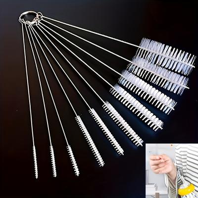 3 Pcs Reusable Soft Bristle Flexible Straw Cleaning Brushes for Cylindrical Tubes and Containers, 304 Stainless Steel Nylon