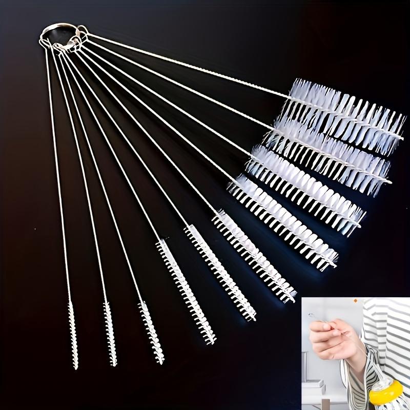 3 Pcs Reusable Soft Bristle Flexible Straw Cleaning Brushes for Cylindrical Tubes and Containers, 304 Stainless Steel Nylon
