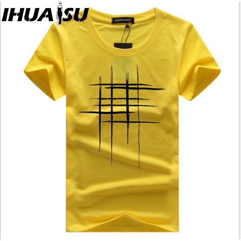 IHUASU Bavlněné tričko s krátkým rukávem Pánská móda Košile s volným polovičním rukávem Košile s potiskem