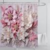 3D Flower Shower Curtain Set Colorful Printing Design Fabric Bathroom Decoration Waterproof Washable Shower Curtain With Hooks