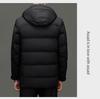 Men's Mid-Length Winter Down Jacket with Detachable Hood - Thick, Warm White Duck Down for Casual Wear