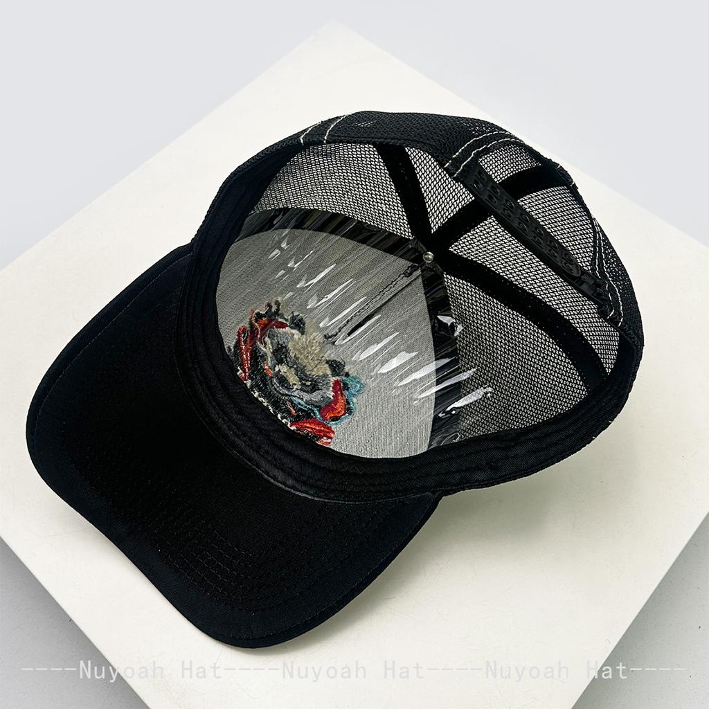 And Women Color Contrast Hip-Hop Embroidered Panda Letter Prints Baseball Caps Sun Protection Personalized Air Permeable Trucker Caps All-Match