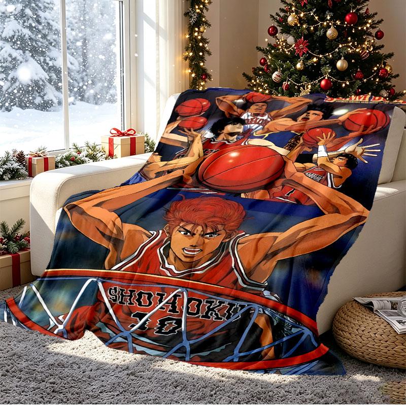 SLAM DUNK Pattern Blanket for Home Decoration, Bed, Sofa, Car Travel, Camping, Suitable for All Seasons, Birthday Christmas Gift