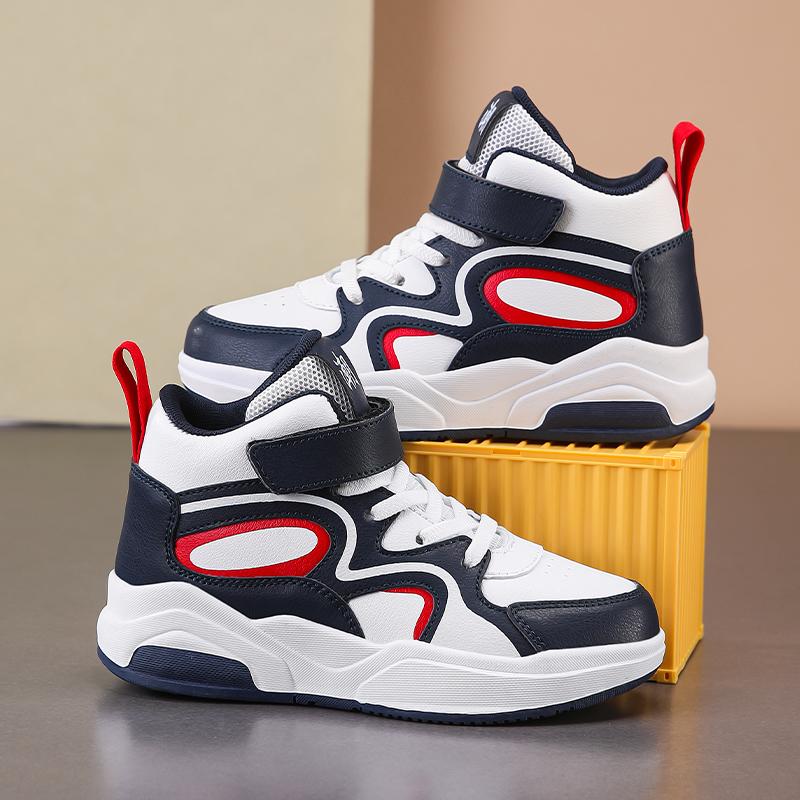 Boys Leather Sneaker Children Shoes 4 To 12 Years PU Autumn Kids Footwear Sports Tennis Casual High Top Sneaker for Boy