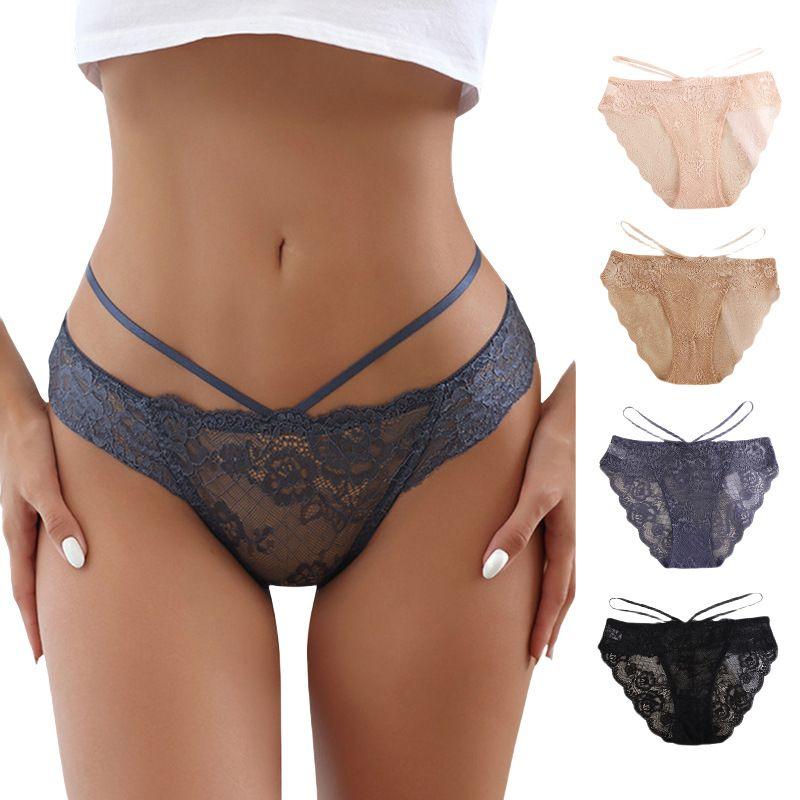 European and American Women's Underwear Cross-Border Lace Buttock Lifting Sexy Breathable Low Waist Cotton Crotch Women Briefs