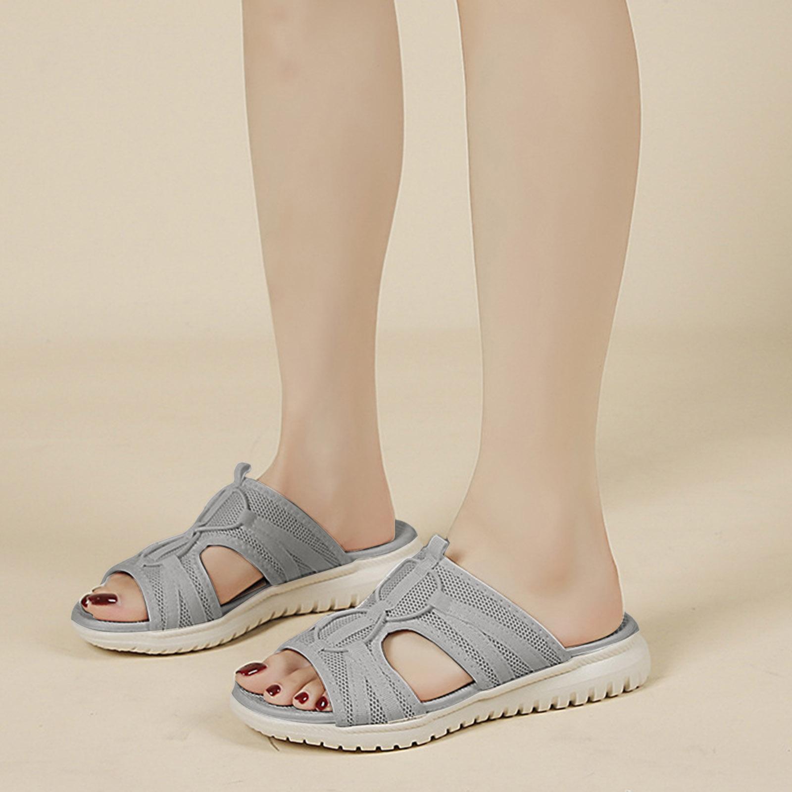 

Женские дышащие сетчатые сандалии-шлепанцы Легкая и амортизирующая подошва Скольжение Повседневная ходьба Спортивные сандалии для женщин Sandalias 36 серый